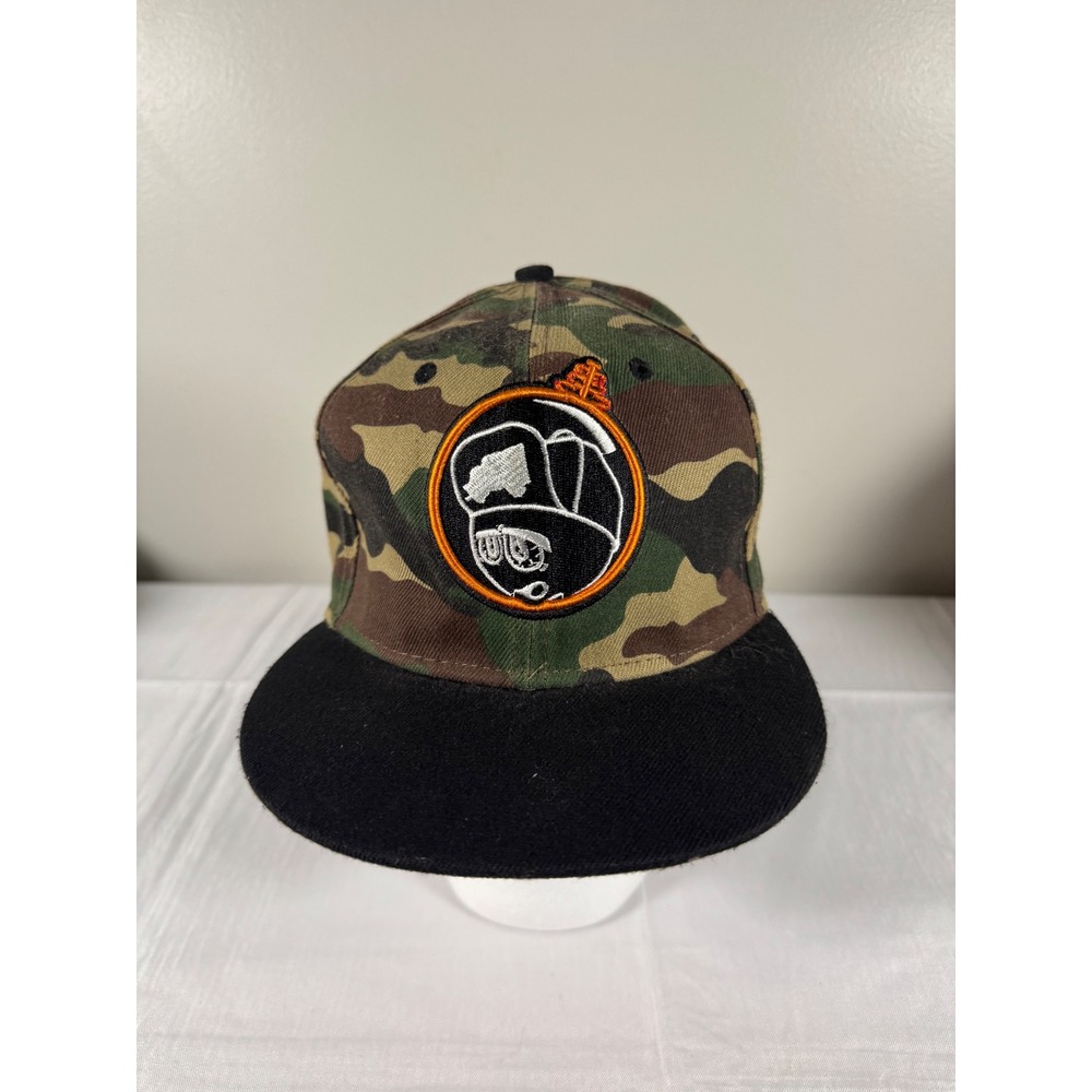 Trukfit Mens Camo Snapback Hat Black Flat Brim Orange Undervisor Streetwear Cap